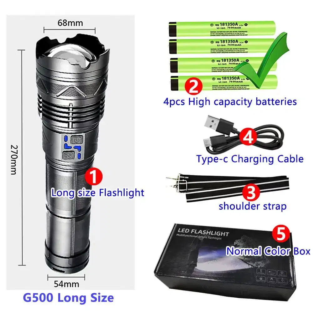Emitting Color: Red - High Power Tactical Rechargeable led flashlight long range very powerful Lantern 100W usb charging lamp Torch with indicator