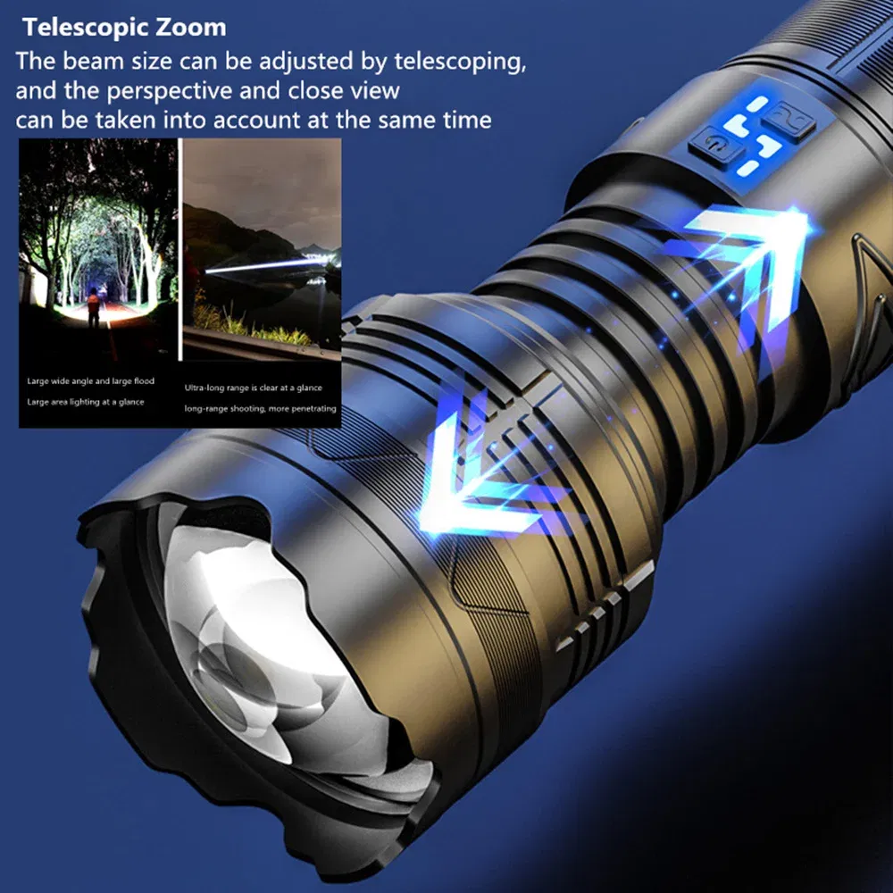 Emitting Color: Red - High Power Tactical Rechargeable led flashlight long range very powerful Lantern 100W usb charging lamp Torch with indicator