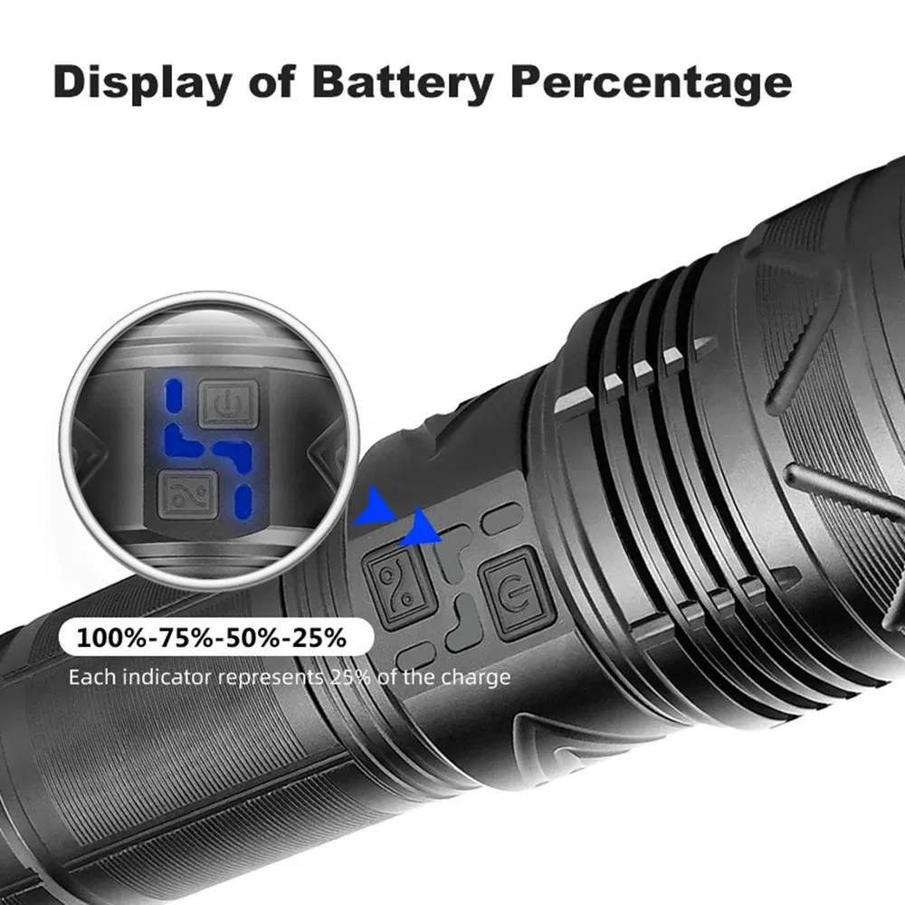 Emitting Color: Red - High Power Tactical Rechargeable led flashlight long range very powerful Lantern 100W usb charging lamp Torch with indicator