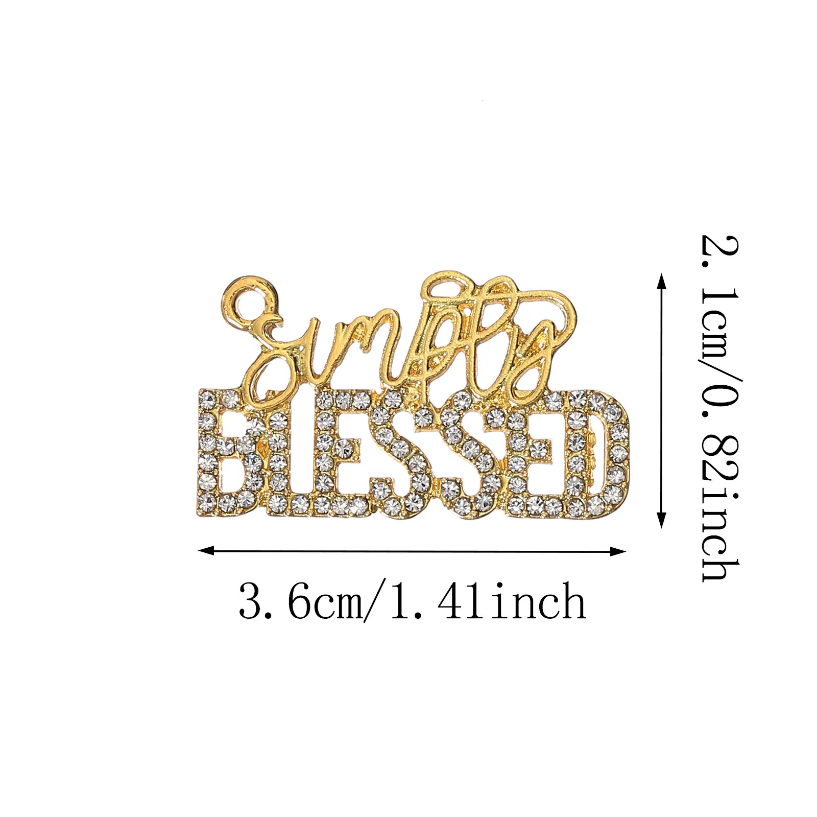 Metal color: ROSE GOLD COLOR, Ships From: CHINA - 10pcs Rhinestone BLESSD Letter Charms for DIY Bracelet Bangle Making LTC0419-LTC0422