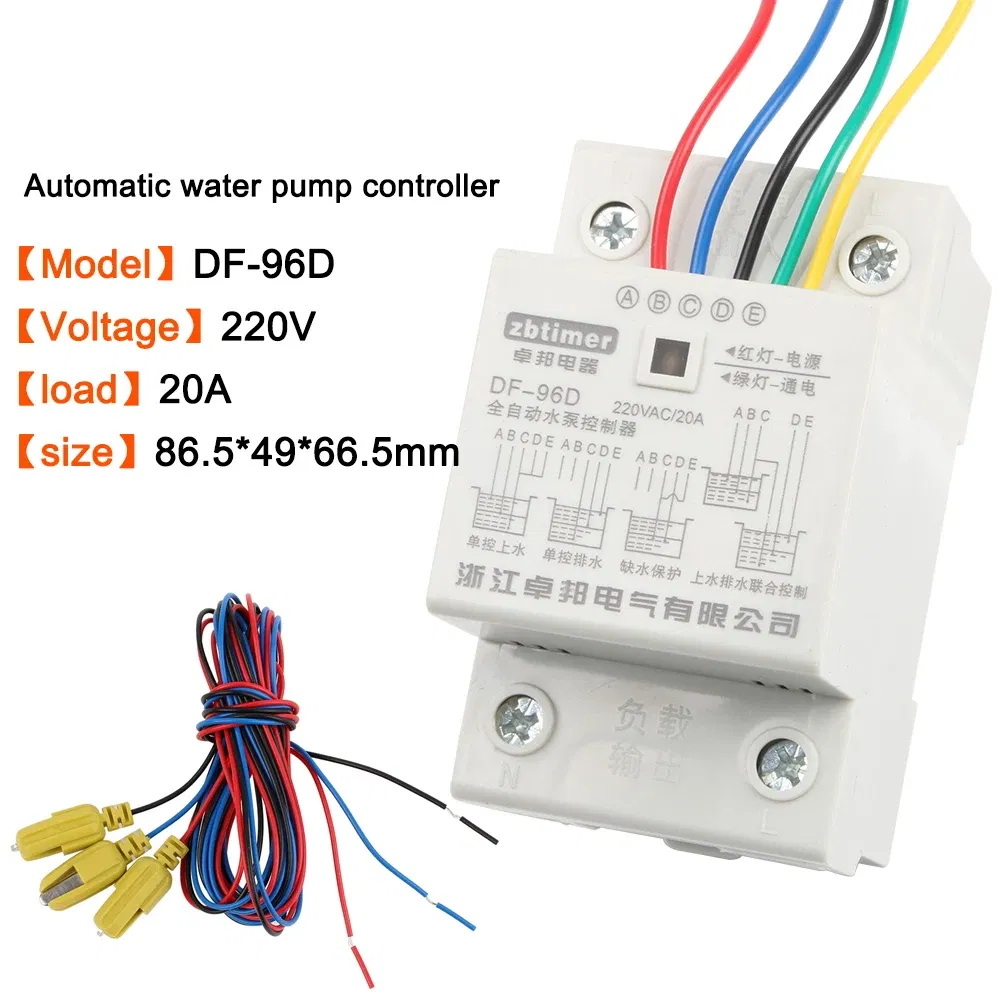 Color: Navy Blue, Ships From: CHINA - DF-96D Automatic Water Level Controller Switch 20A 220V Water tank Liquid Level Detection Sensor Water Pump Controller 2m wires