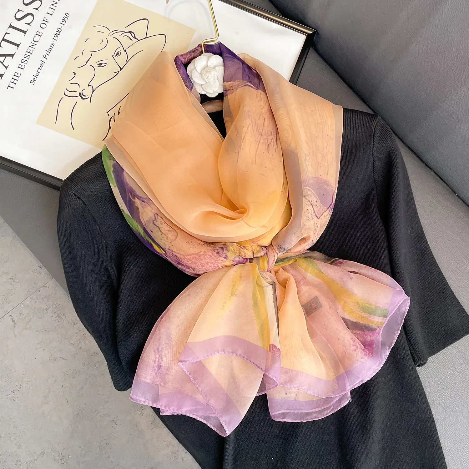 Color: Gold, Size: One Size - New Fashion Pink Silk Scarf Soft Stoles Women Summer Hijab Scarf Luxury Print Sunscreen Shawl Wraps Bandana Ladies Head Scarves