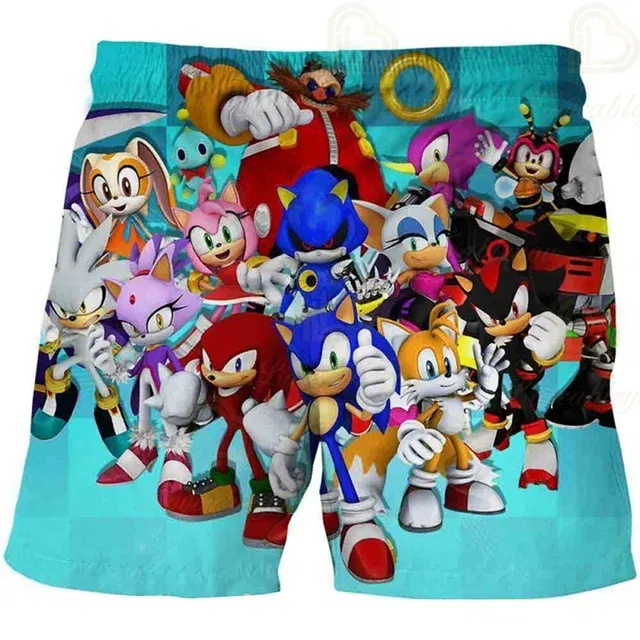 Color: army green, Kid Size: 4T - New Anime Kids Sonic Shorts Fashion Boys Girls Clothes Harajuku Cute Baby Cartoon Casual Summer Boy Boy Beach Pants