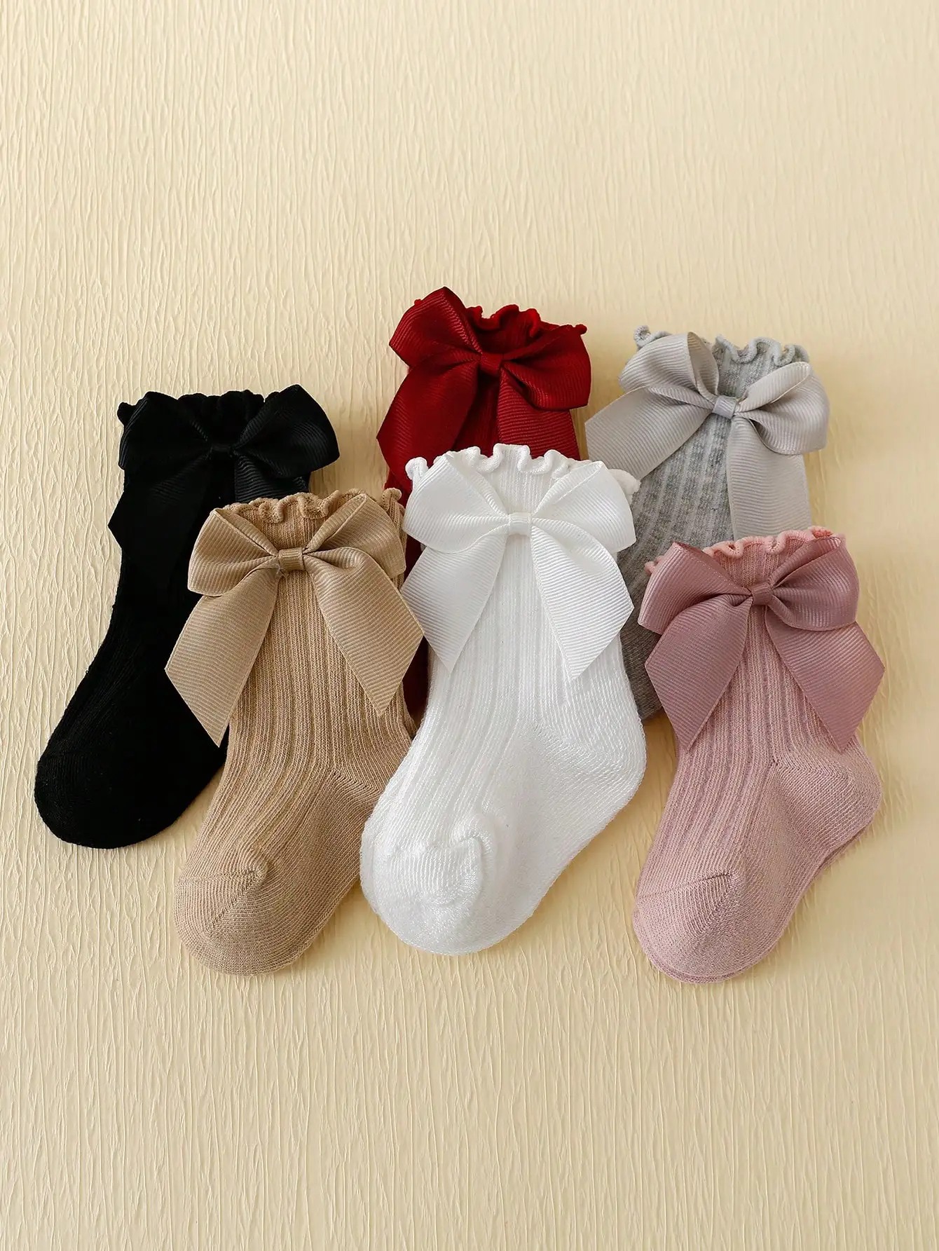 Color: MULTI, Size: 14 - 6 pairs of Rowan Bow lace baby bubble mouth socks