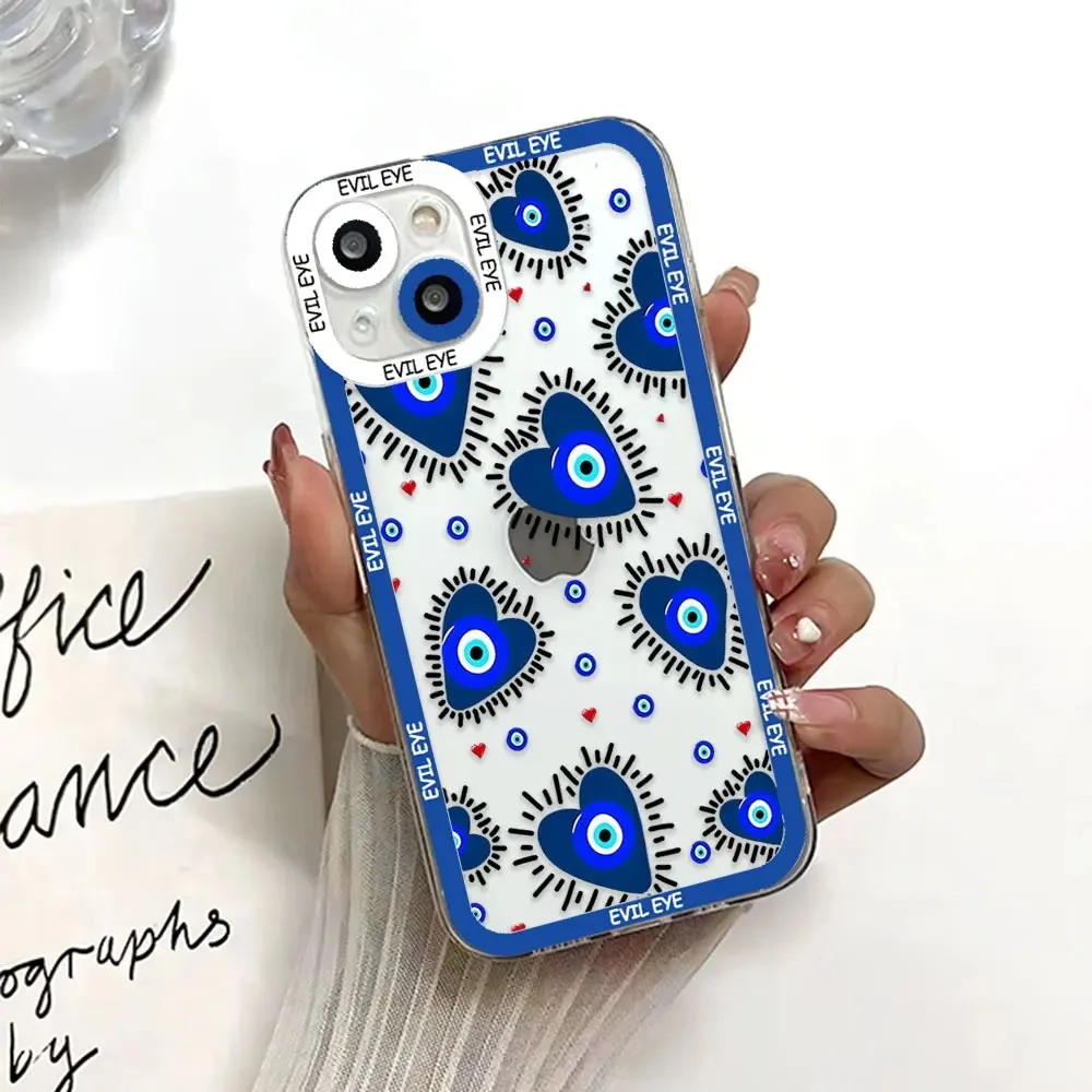 Color: SKY BLUE, Material: PP - Blue Evil Eye Phone Case For Samsung Galaxy S10 S20 S21 S22 S23 S24 FE Plus Ultra Note 20 Transparent TPU Case