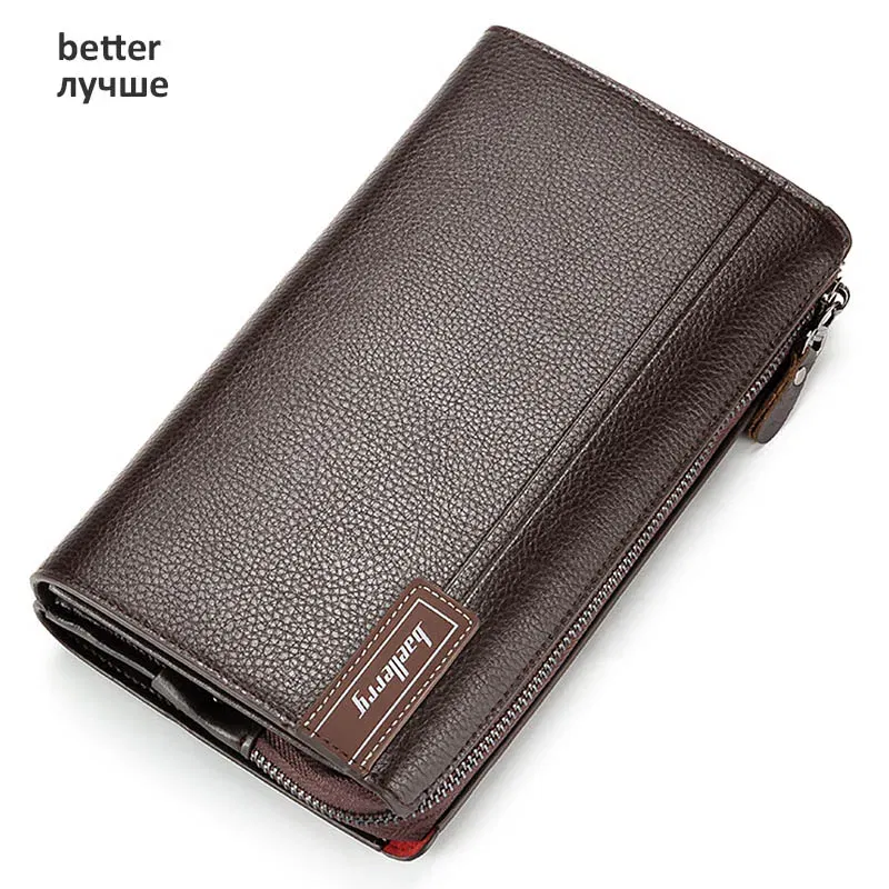 Color: Coffee - Baellerry Men Clutch Bag Large Capacity Men Wallets Cell Phone Pocket Passcard Pocket High Quality Multifunction Wallet For Men
