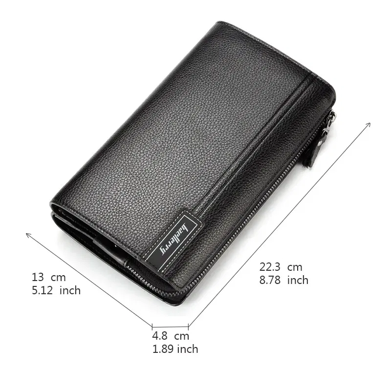 Color: Coffee - Baellerry Men Clutch Bag Large Capacity Men Wallets Cell Phone Pocket Passcard Pocket High Quality Multifunction Wallet For Men