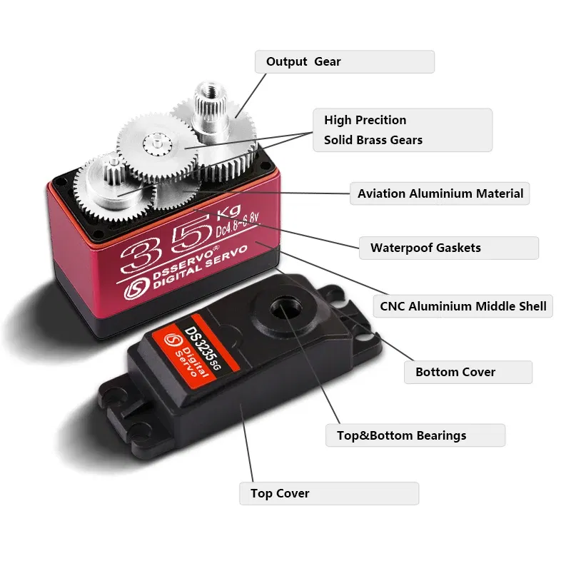 Color: Orange - 4X Waterproof Servo 20Kg 25Kg 30Kg 35Kg 40Kg High Speed servo Pro Metal Gear Digital Servo Baja Servo For 1/8 1/10 Scale RC Cars