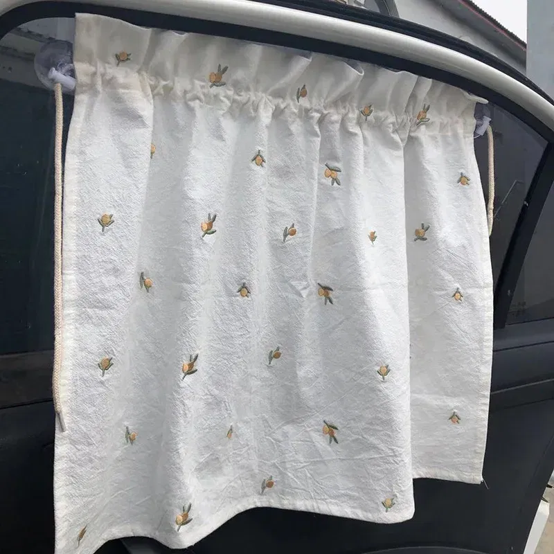 Color: black - Baby Car Curtain Sun Protection Sunshade for Children UV Protect Window Curtain Kawaii Embroidered Bear Cart Accessories