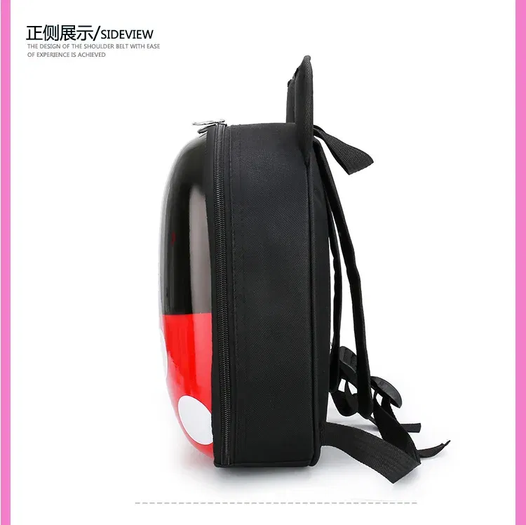 Color: black - Disney Mickey mouse Minnie Children's school bag kindergarten boy girl baby backpack 2-5  minnie cute cartoon egg shell backpack