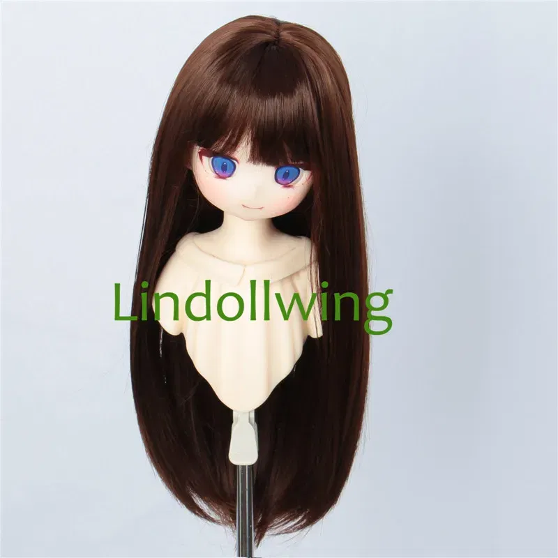 Color: plum - 1/3 BJD Wig Pullip Dal DD Dollfie Doll Wig 8-9 inch Long Collection Wig
