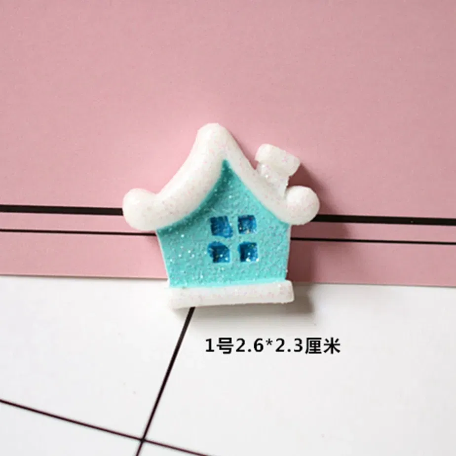 Color: WHITE - 100pcs/lot Glitter Christmas tree snowman 3D resin patch for diy fridge magnet phone hair accessories wholesale