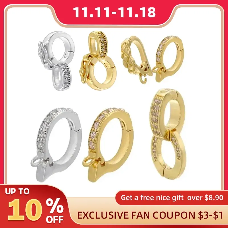 Color: Blue - ZHUKOU NEW gold color round hooks for women DIY handmade necklace Jewelry hooks accessories supplies wholesale VK129