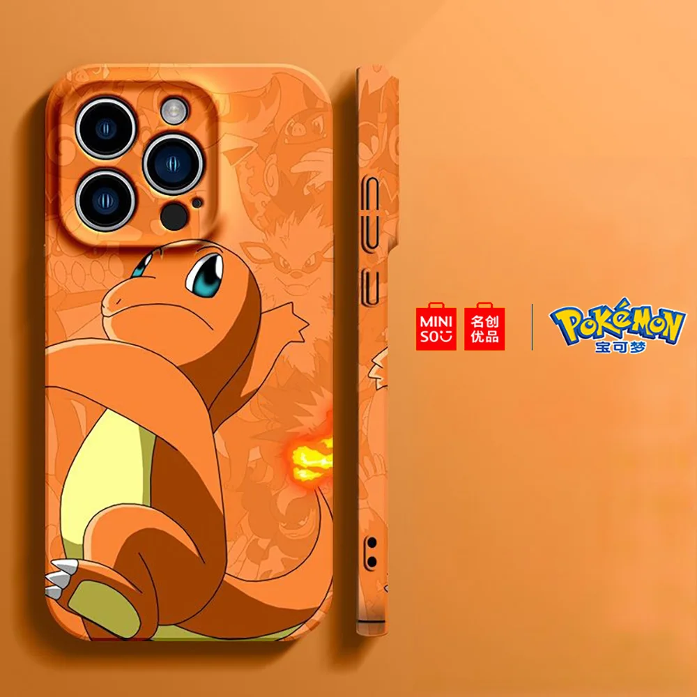 Color: BRIGHT PINK, Material: Silicon - Miniso Pokemon Collaboration Pikachu Gengar Phone Case For iPhone 15 14 13 11 12 16 Pro Max Plus X XR Girl Silicone Phone Case