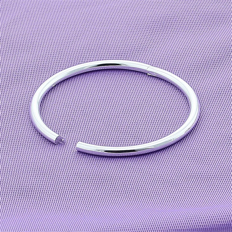 DOTEFFIL 925 Sterling Silver Solid Smooth Opening Bangles Bracelet For Woman Wedding Engagement Party Jewelry