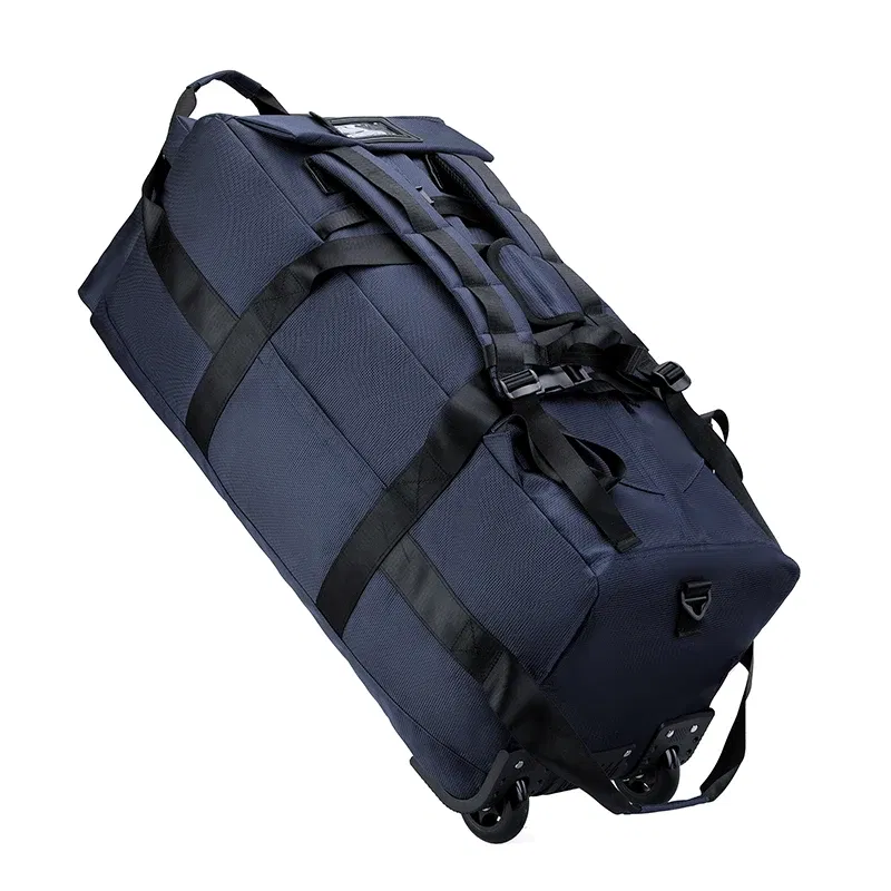 Color: Blue - 80L Rolling Duffle Bag with Wheels 31" Heavy-Duty Foldable Travel Duffel Bag Water-Resistant Wheeled Luggage with Shoulder Strap