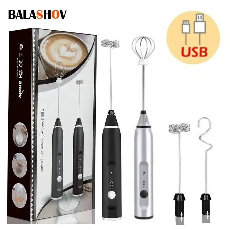 Color: black - Portable Electric Milk Frothers Handheld Blender USB Mini Coffee Maker Whisk Mixer Cappuccino Cream Egg Beater Food Blender