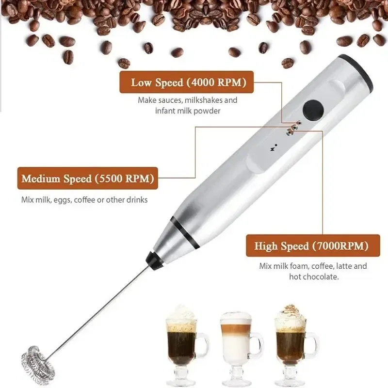 Color: black - Portable Electric Milk Frothers Handheld Blender USB Mini Coffee Maker Whisk Mixer Cappuccino Cream Egg Beater Food Blender