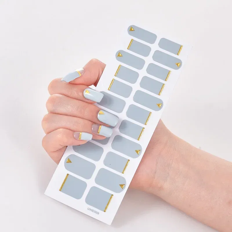 Color: Dark Grey - 22 Tips/Sheet Solid Color And Striped Manicure Designer Nail Decals Nailart Sticker Full Beauty Nail Tape Manicure Self Adhesive