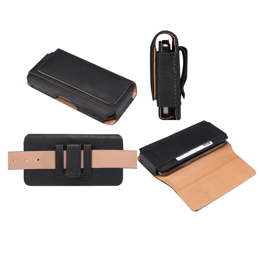 Color: Beige, Material: aluminum - Universal Leather Men Waist Bag For iPhone 15 14 13 12 Pro Max Samsung Galaxy S23 S22 Huawei Xiaomi Mobile Phone Belt Clip Cases