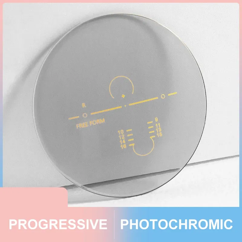 Lenses Color: Pink, Lens Index: 1.56 - Photochromic Free Form Progressive Optical Multifocal Prescription Lenses Fast and Deep Color Change Performance