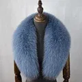 Color: Gold, Size: L - 100% Natural Real Fox Fur Collar For Women Men Coat Jacket Fur Scarf Winter Extra Large Size Neck Warmer Fur Scarf Shawls Wraps