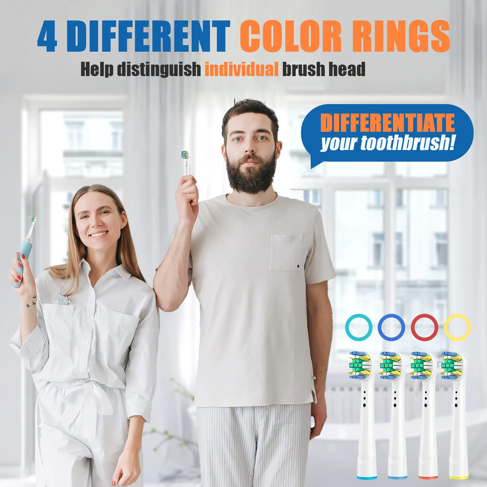 Color: SKY BLUE - Toothbrush Replacement Heads Refill for Oral B Electric Toothbrush Pro1000 Pro 3000 Pro5000 Pro7000 Vitality Floss Action