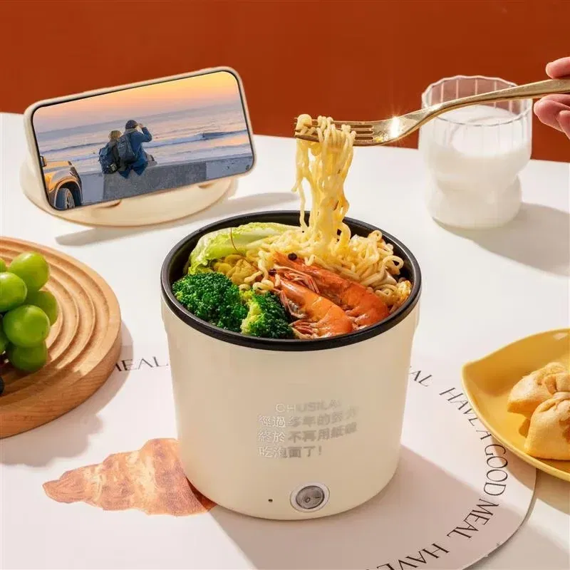 Color: Red - Small Household Multifunctional All-In-One Pot Electric Noodle Cooking Pot Egg Omelette Frying Pan Mini Hotpot Baby Food Stew