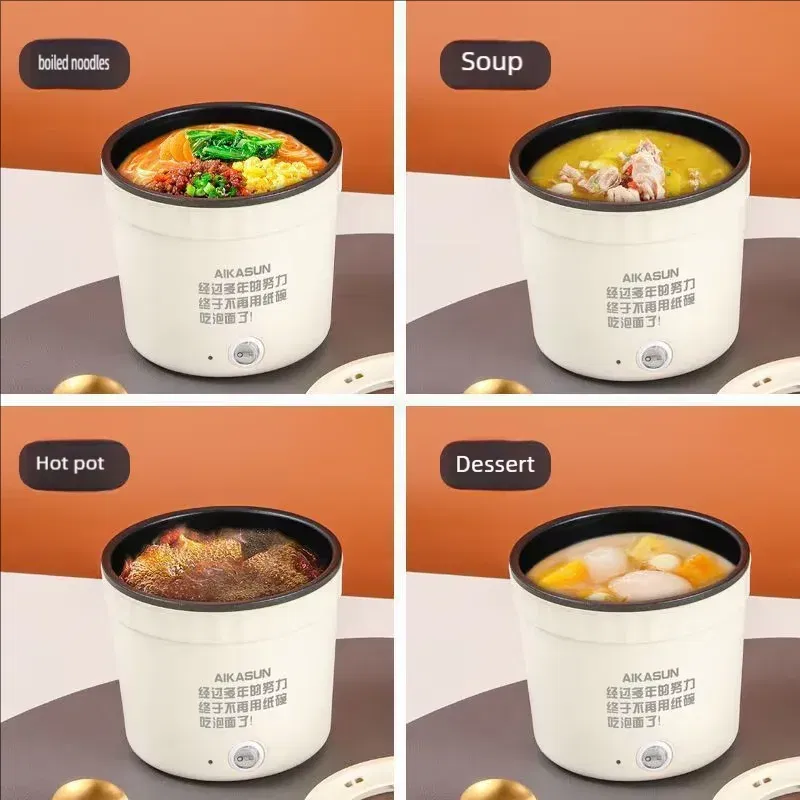 Color: Red - Small Household Multifunctional All-In-One Pot Electric Noodle Cooking Pot Egg Omelette Frying Pan Mini Hotpot Baby Food Stew