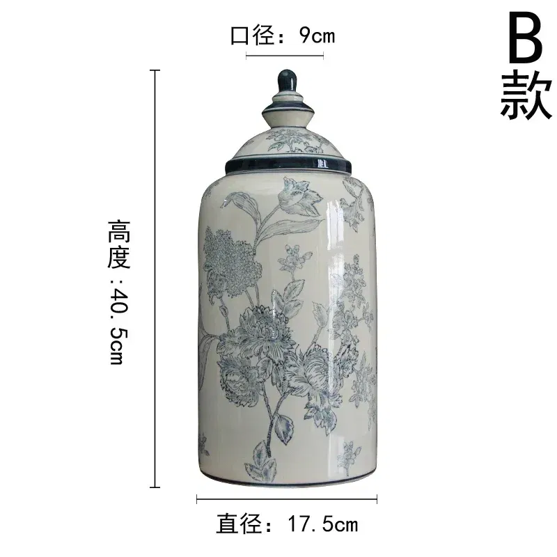 Color: Brown - Jingdezhen-Antique Ceramics Vases Blue and White Porcelain Ornaments Flower Arrangement, Zen Style, Modern, Handmade Production