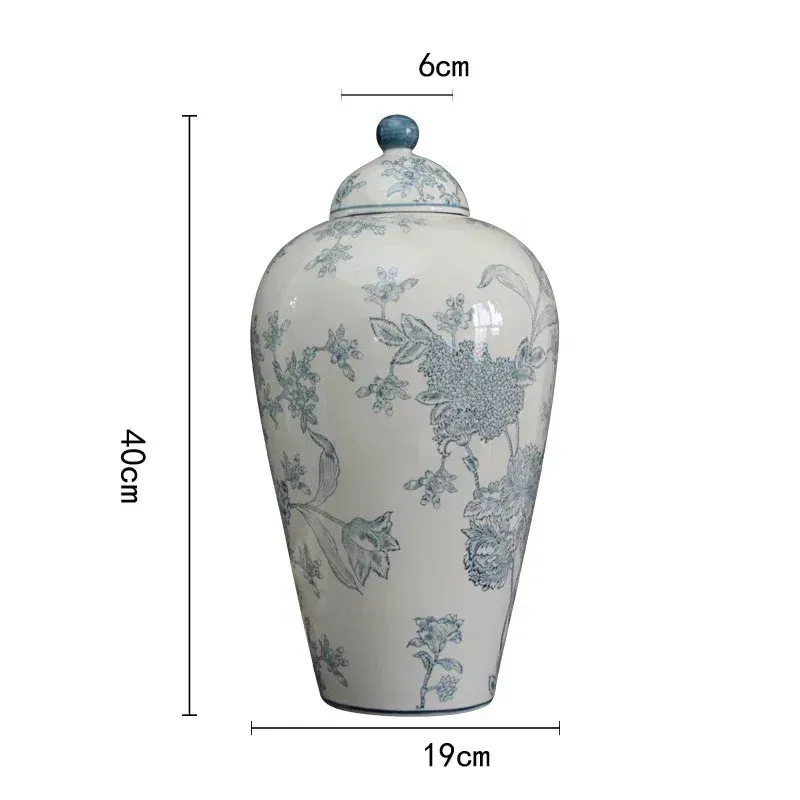 Color: Brown - Jingdezhen-Antique Ceramics Vases Blue and White Porcelain Ornaments Flower Arrangement, Zen Style, Modern, Handmade Production