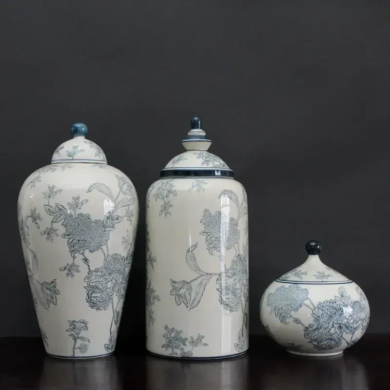 Color: Brown - Jingdezhen-Antique Ceramics Vases Blue and White Porcelain Ornaments Flower Arrangement, Zen Style, Modern, Handmade Production