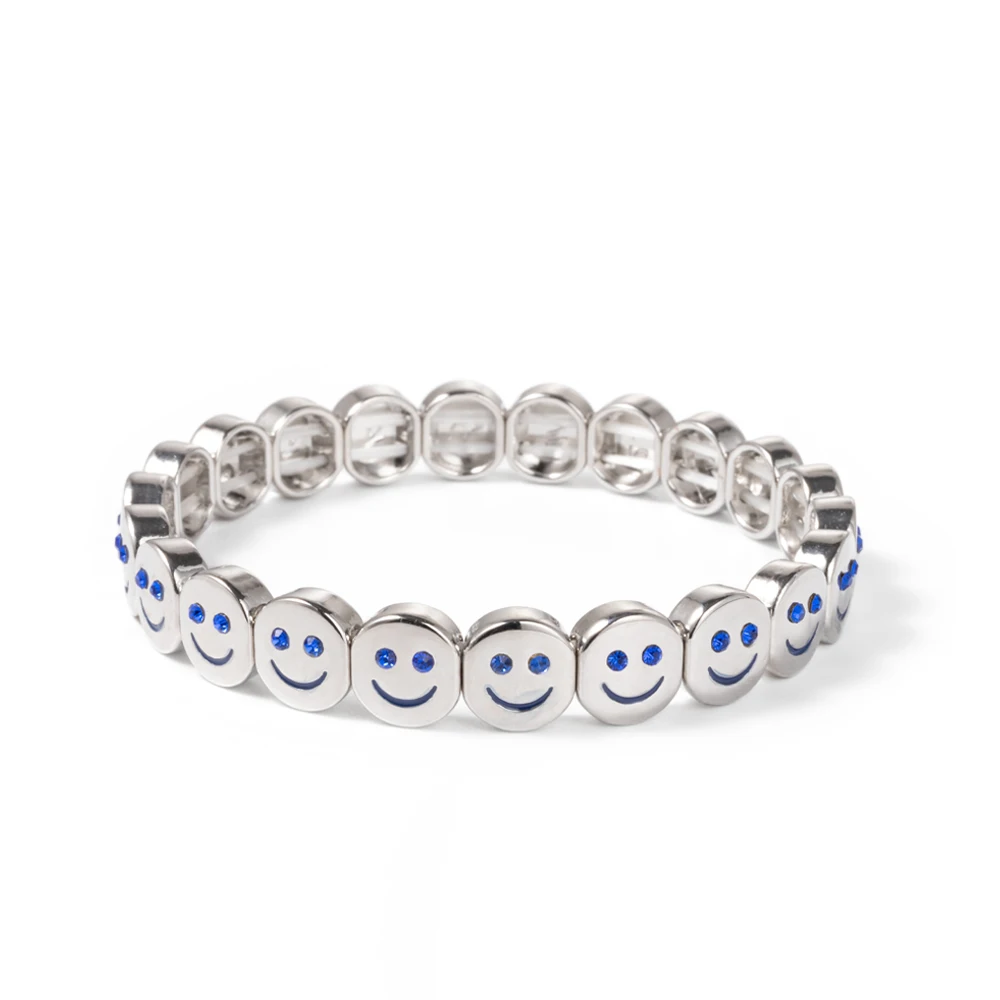 Metal Color: Titanium Plated, Ships From: CHINA, Diameter: 50-52mm - 2024 New Rhinestone Happy Bangle For Women Diamond Hand Accessory