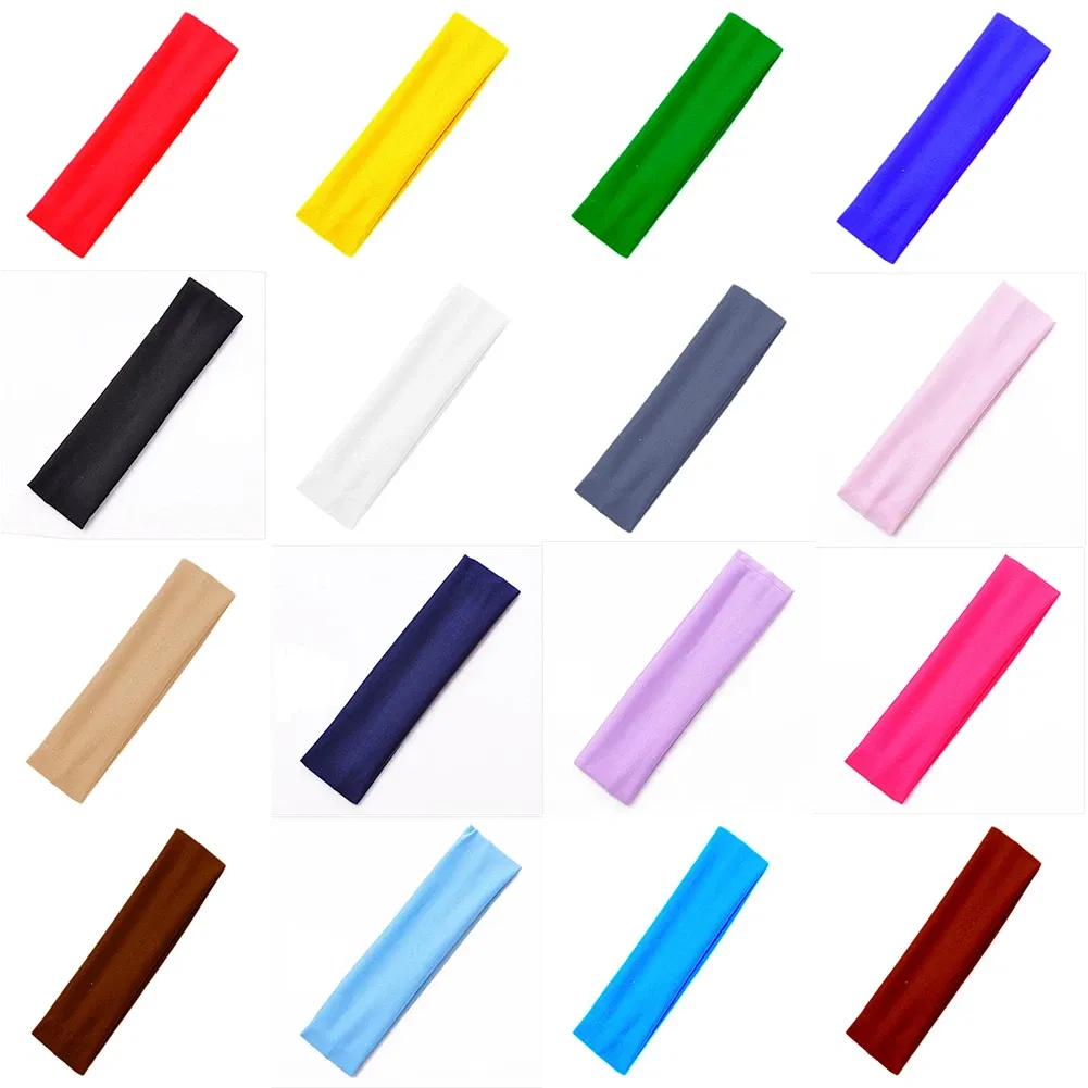 Color: Lavender - Fashion Sports Headbands For Women Solid Elastic Hair Bands Running Fitness Yoga Hair Bands Stretch Makeup Hair Accessories Hot