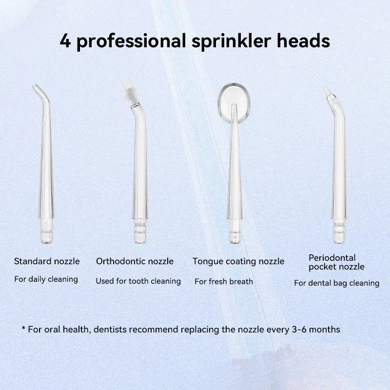 Color: GOLD - Xiaomi Portable Electric Dental Water Flosser Oral Irrigator Dental Bed Sprinkler Jet Toothpick 4 Nozzle Mouth Washing Machine