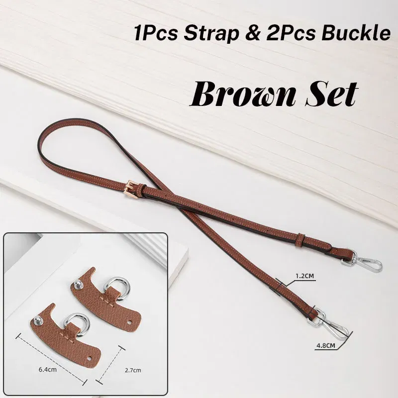 Color: black - 1 Set Bag Strap For Longchamp Mini Punch-free Genuine Leather Shoulder Strap Set Transformation Crossbody Strap Bag Accessories