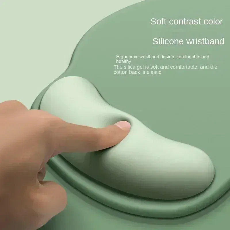 Color: BEAN PASTE - Gradient Mouse Pad Comfortable Wrist Support Non Slip Mice Mat Soft Mousepad Wrist Support Computer Silicone mouse pad