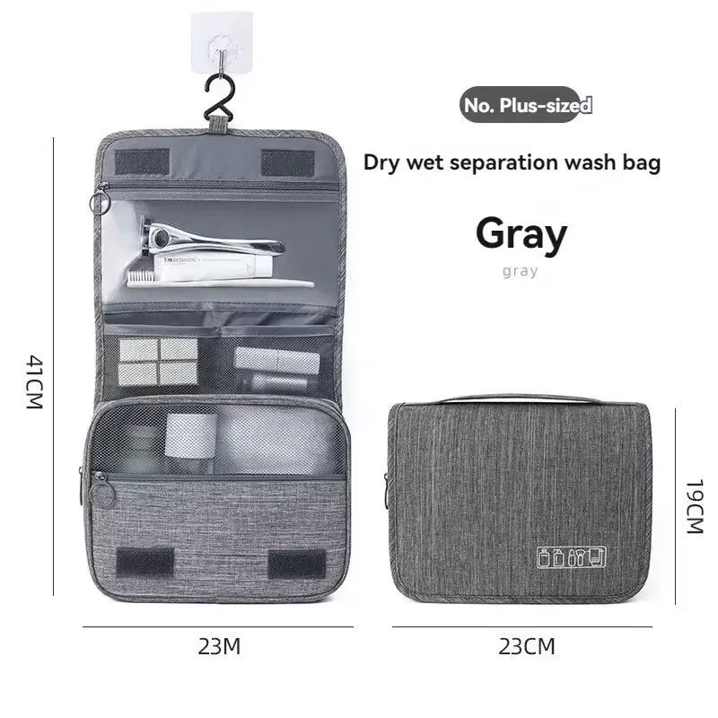 Color: Blue - Foldable Toiletry Bag Organizer Hanging Storage Bag Bathroom Makeup Bag Case Cosmetic Bag Travel Bag For Travel Business