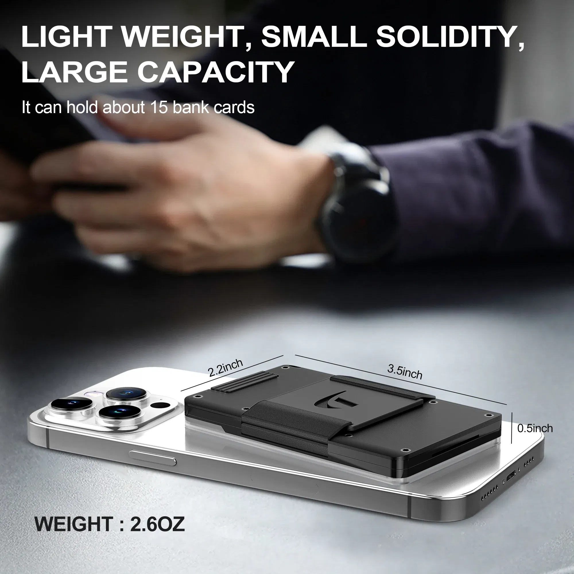 Color: GRAY, Ships From: CHINA - Minimalist Wallet For Men - Aluminum Slim Stretchable Belt Draw-Out Metal Wallet , Holds up 15 Cards with Cash Strap,Card holde