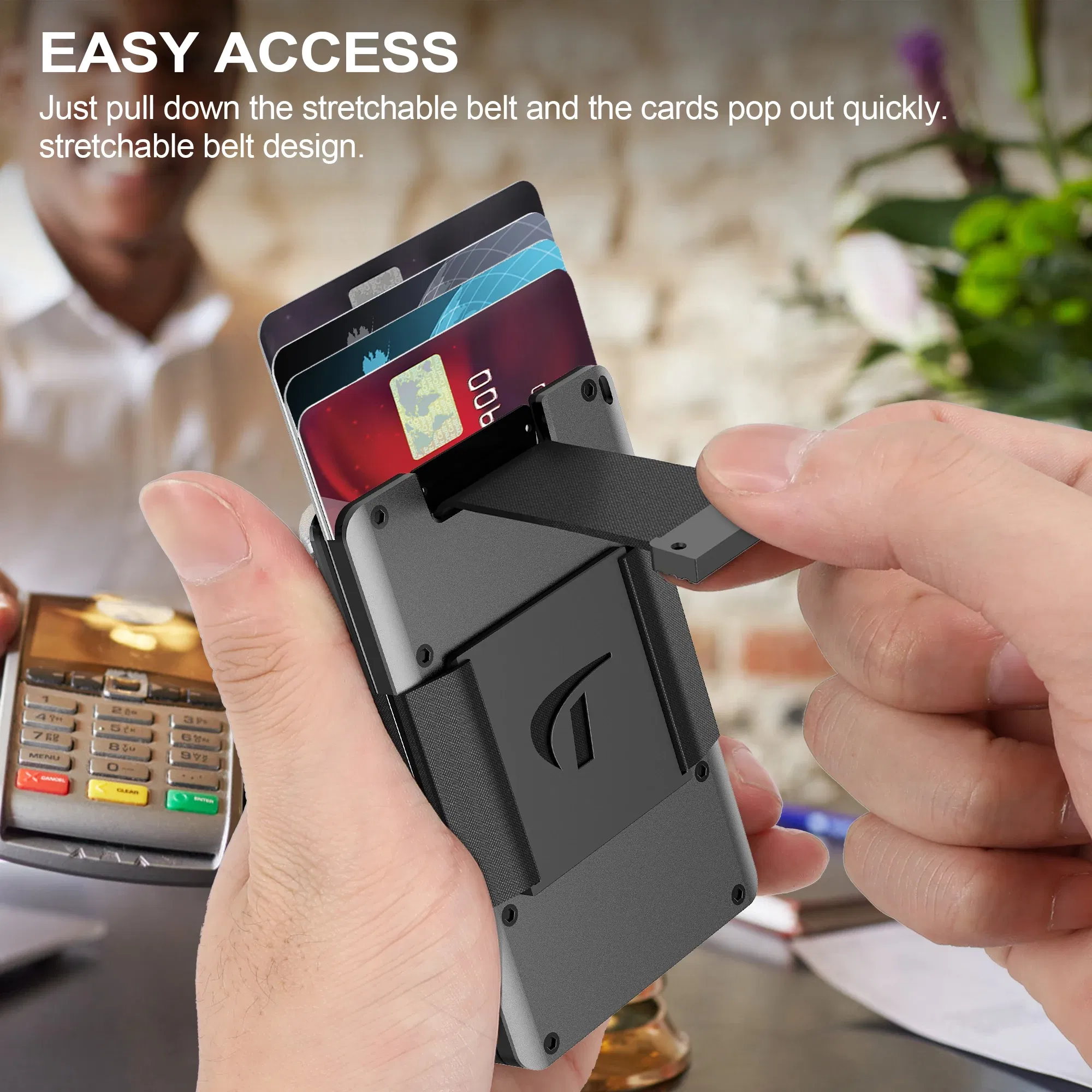 Color: GRAY, Ships From: CHINA - Minimalist Wallet For Men - Aluminum Slim Stretchable Belt Draw-Out Metal Wallet , Holds up 15 Cards with Cash Strap,Card holde