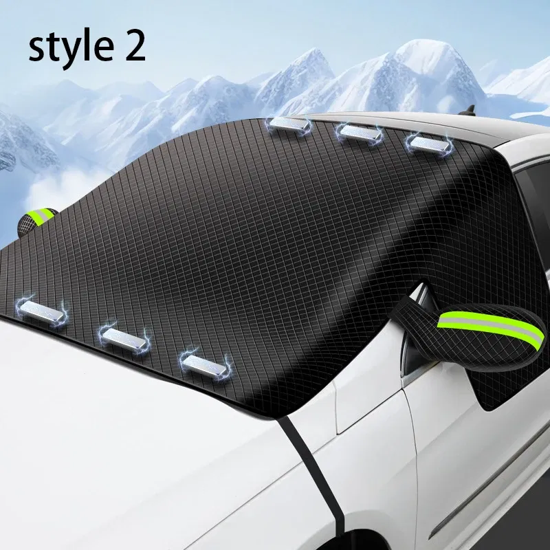 Color Name: WHITE - Magnetic Car Snow Cover Car Front Windscreen Cover Exterior Sunshade Snow Protection Snow Shield Half-Cover Windshield Cover