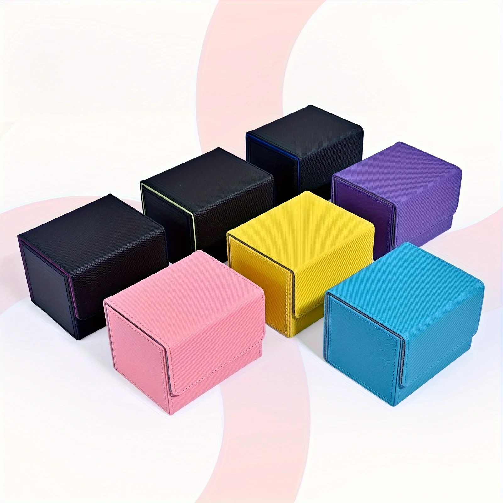 Color: DEEP BLUE - Card Deck Box , Card Storage Box Fits 100 single  Sleeved Cards, PU Leather Strong Magnet Card Deck Case for TCG Cards