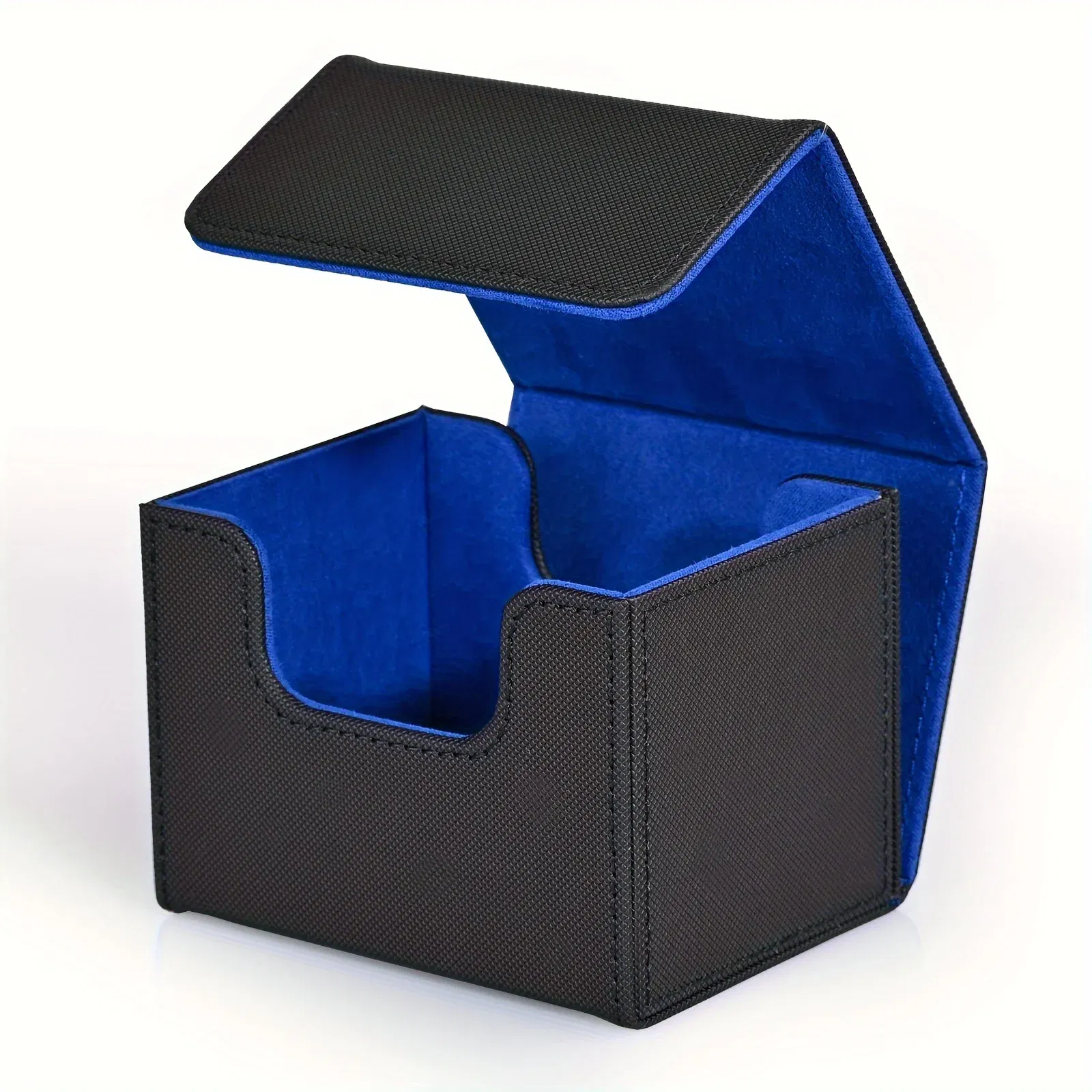 Color: DEEP BLUE - Card Deck Box , Card Storage Box Fits 100 single  Sleeved Cards, PU Leather Strong Magnet Card Deck Case for TCG Cards