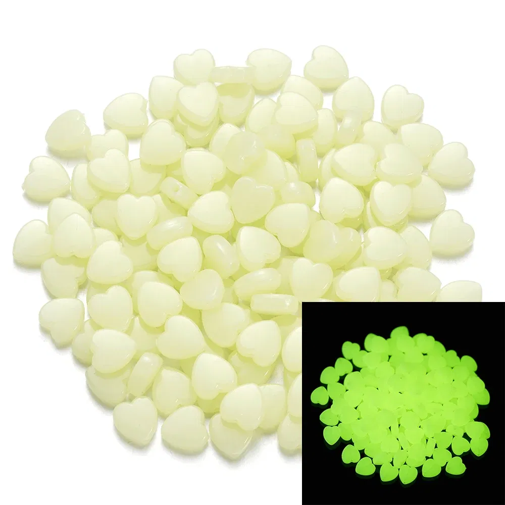 Color: green, Item Diameter: 2mm - 50Pcs Luminous Star Beads Heart Shape Acrylic Beads Loose Spacer Beads for Jewelry Making DIY Bracelet Necklace Accessories