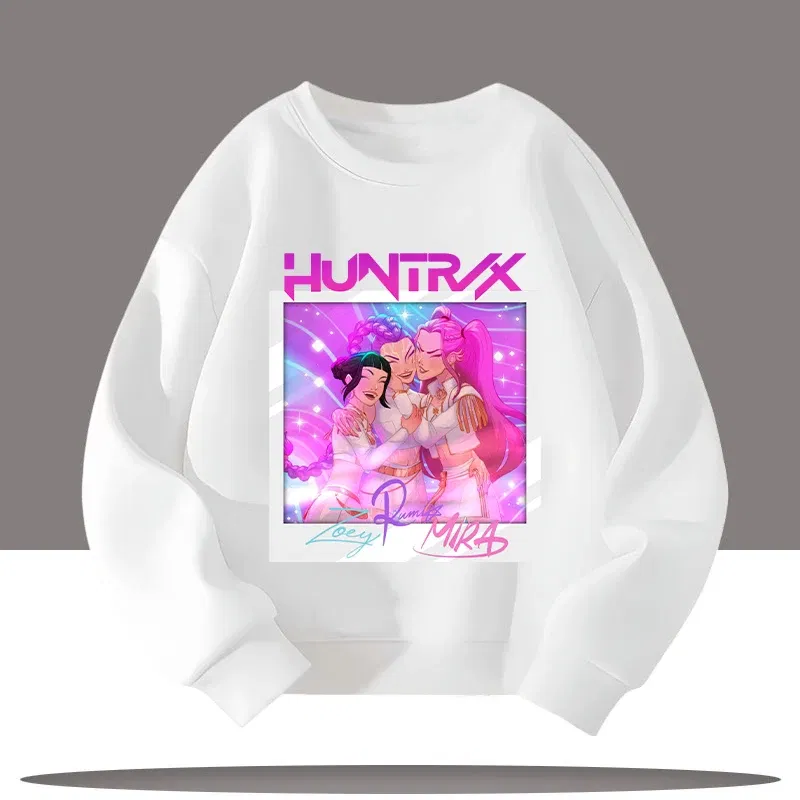 Color: Brown, Kid Size: 10 - Children's Clothing K-pop Demon Hunters Cartoon Print 3-12 Year Old New Style Kids Round-neck Sport Shirt Cute Girl Casual Top