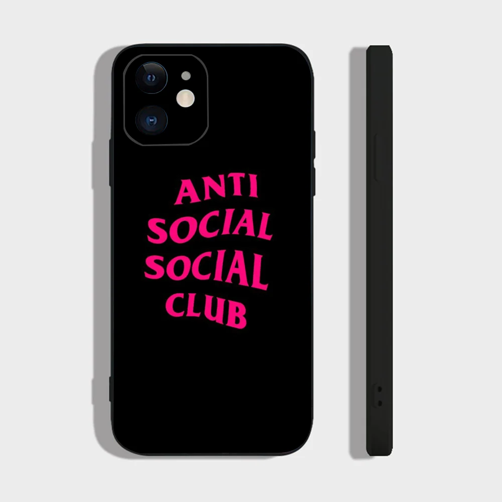 Color: Gold, Material: PC - Anti Social Social Club Phone Case For IPhone 16 15 14 13 Pro Max 11 12 Mini X Xs XR Se 2022 Black Silicone Cover