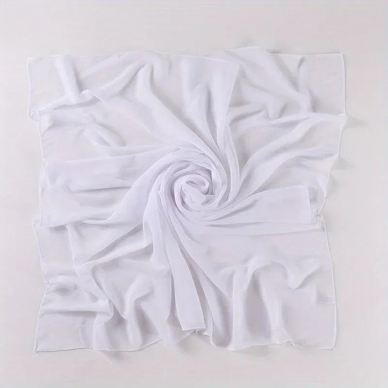 Color: Blue, Size: One Size - A Pure Color Silk Scarves Imitation Silk Stripes Fashion Shawl Sunscreen Scarves Chiffon Scarf 110 * 110 CM