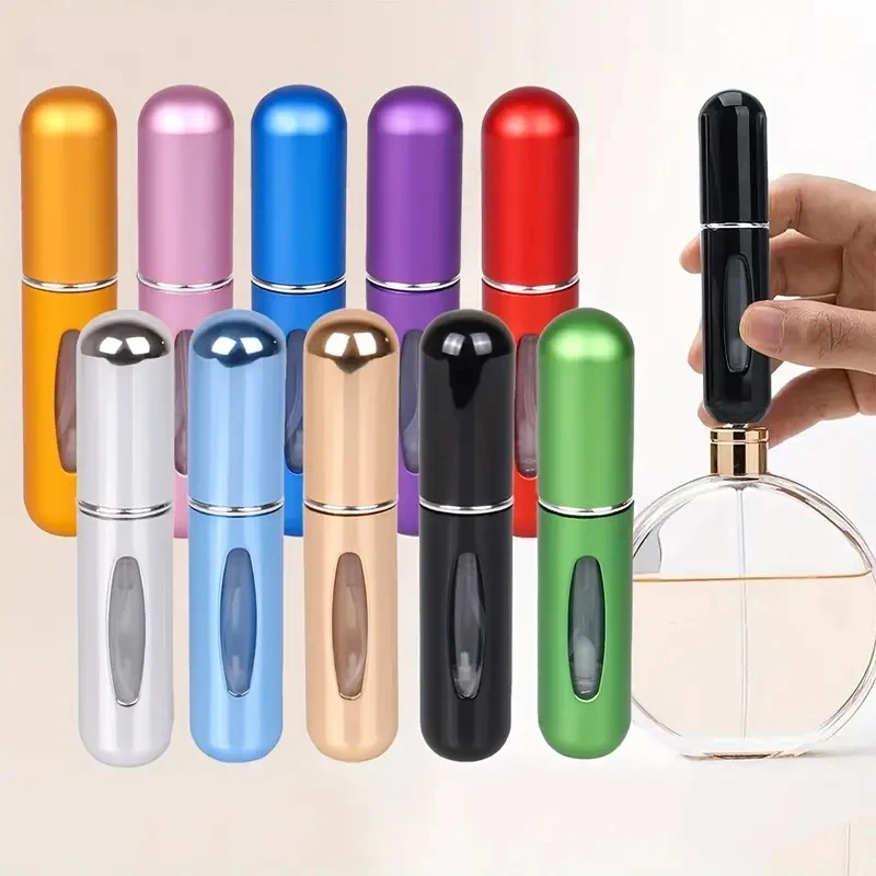 Color: light green - Portable Mini Travel High-end Perfume Bottle Base Refill Bottle Straight Charging Small Sample Perfume Aluminum Material