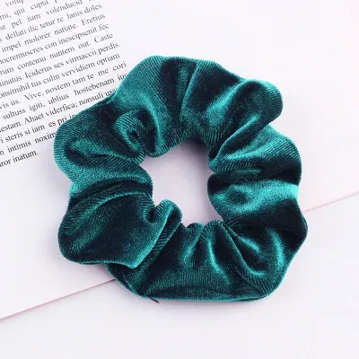 Color: WHITE - New Fashion gold velvet Women Pure color wild Large intestine Elastic Hair Sports Dance Scrunchie Girls Hair Accessories