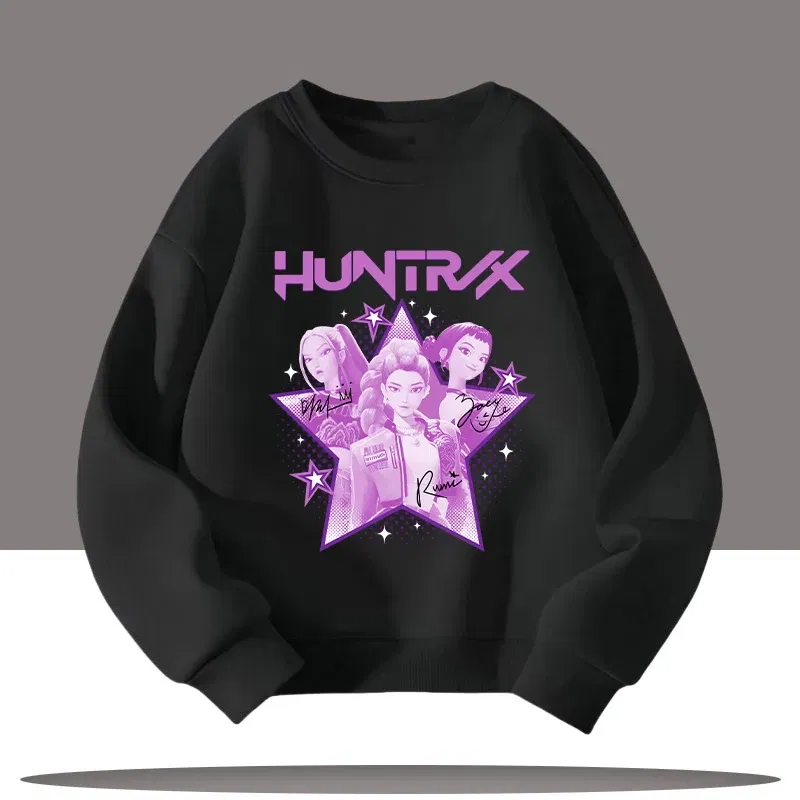 Color: Silver, Kid Size: 4 - K-pop Demon Hunters New Children's Round-neck Sports Shirt with Cartoon Print - 3-12 Years Old Cute Girl Casual Top